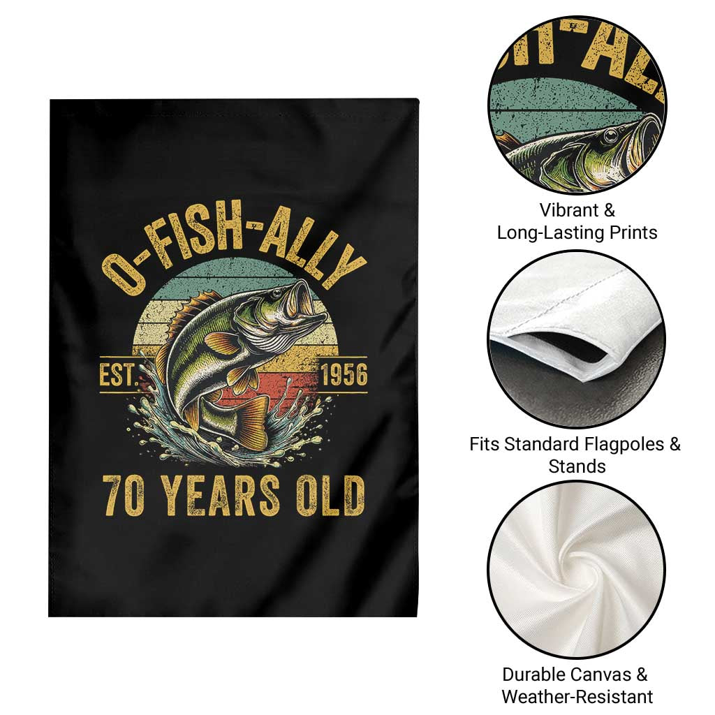 Fishing 70th Birthday Garden Flag O Fish Ally 70 Years Old Fisherman Gifts