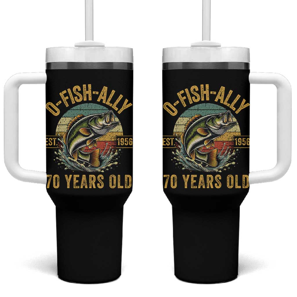 Fishing 70th Birthday Tumbler With Handle O Fish Ally 70 Years Old Fisherman Gifts