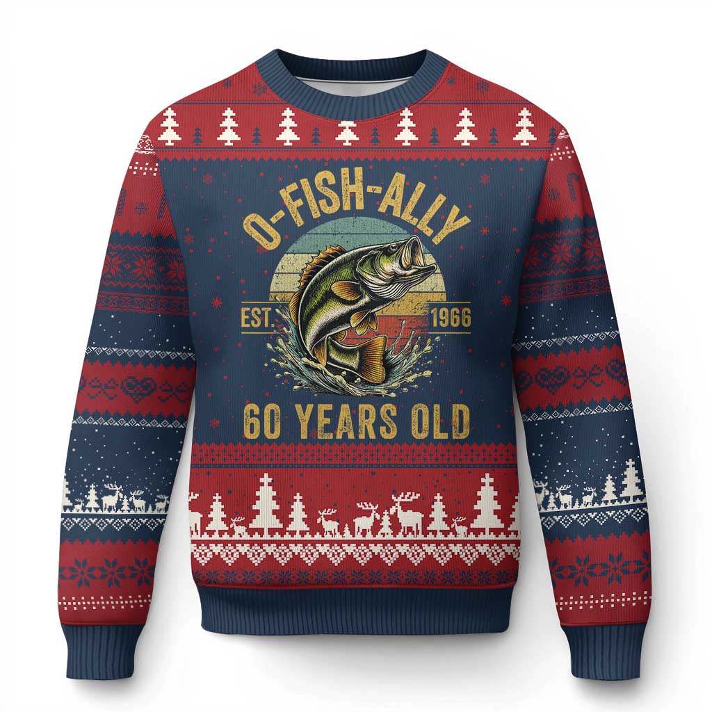 Fishing 60th Birthday Ugly Christmas Sweater O Fish Ally 60 Years Old Fisherman Gifts