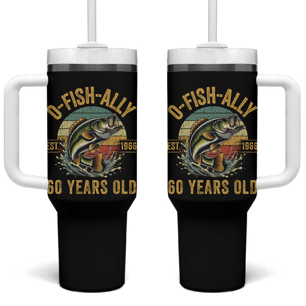 Fishing 60th Birthday Tumbler With Handle O Fish Ally 60 Years Old Fisherman Gifts