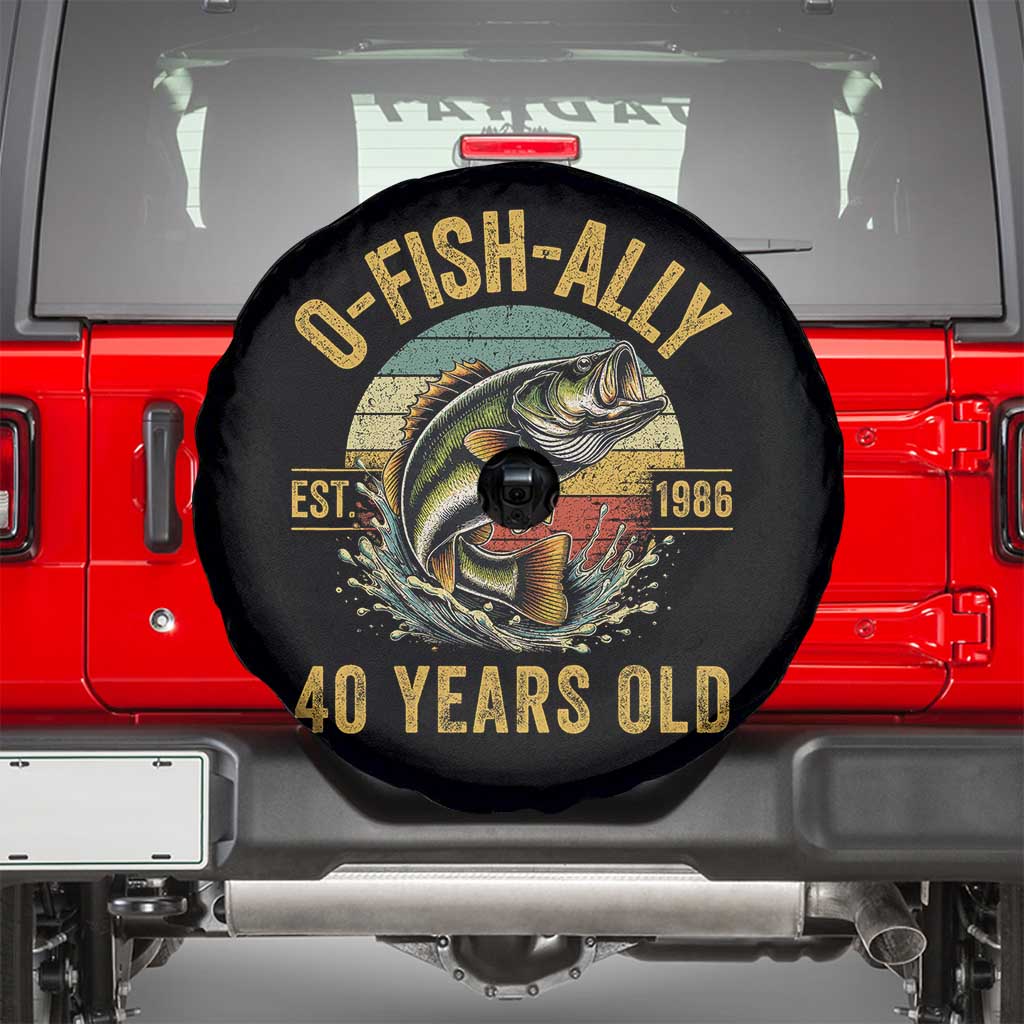 Fishing 40th Birthday Spare Tire Cover O Fish Ally 40 Years Old Fisherman Gifts