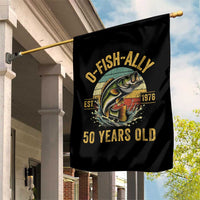 Fishing 50th Birthday Garden Flag O Fish Ally 50 Years Old Fisherman Gifts