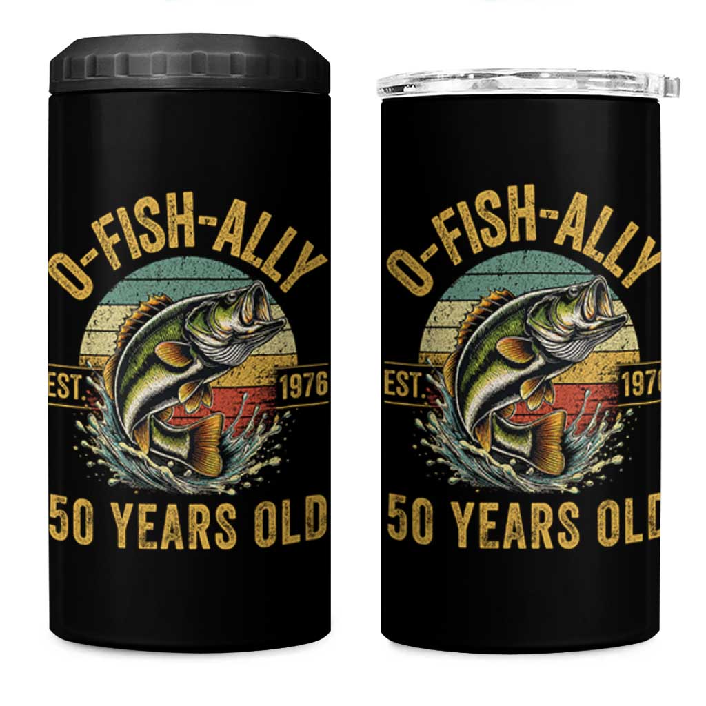 Fishing 50th Birthday 4 in 1 Can Cooler Tumbler O Fish Ally 50 Years Old Fisherman Gifts