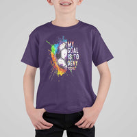 Funny Soccer T Shirt For Kid My Goal Is To Deny Yours Distressed Goalkeeper Football - Wonder Print Shop