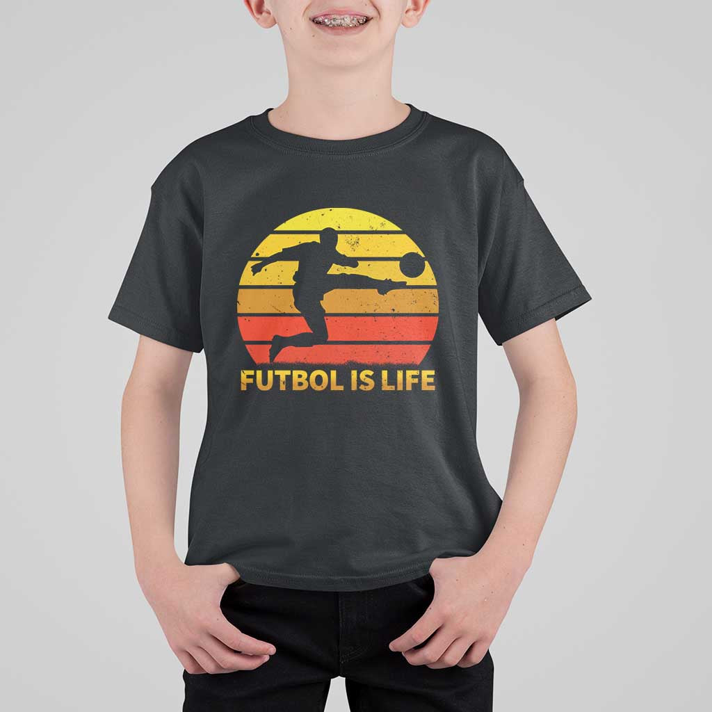 Funny Football T Shirt For Kid Futbol Is Life Vintage Soccer Lover - Wonder Print Shop