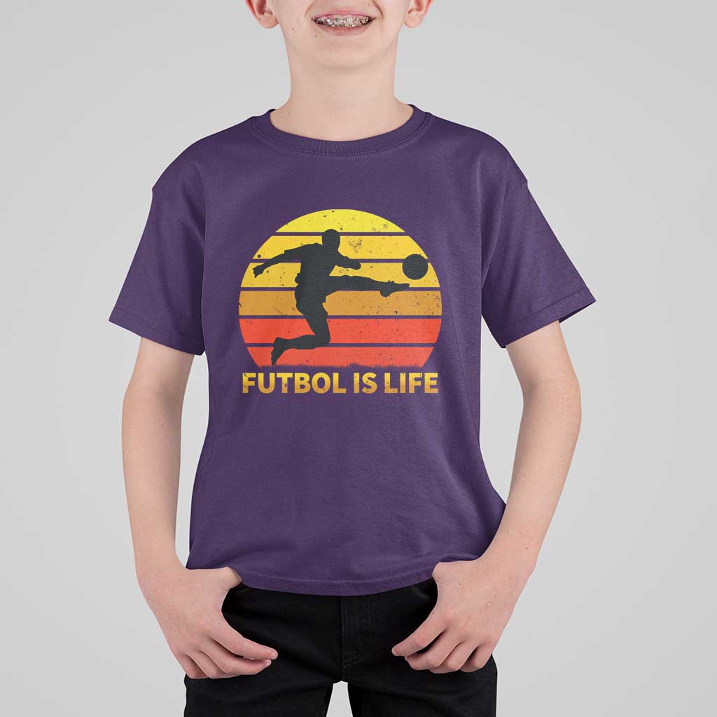Funny Football T Shirt For Kid Futbol Is Life Vintage Soccer Lover - Wonder Print Shop