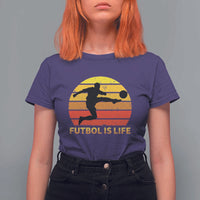 Funny Football T Shirt For Women Futbol Is Life Vintage Soccer Lover - Wonder Print Shop