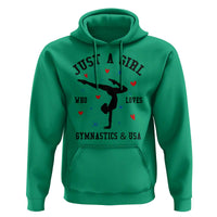 Just A Girl Who Loves Gymnastics And USA Hoodie Support Sport Gymnast - Wonder Print Shop