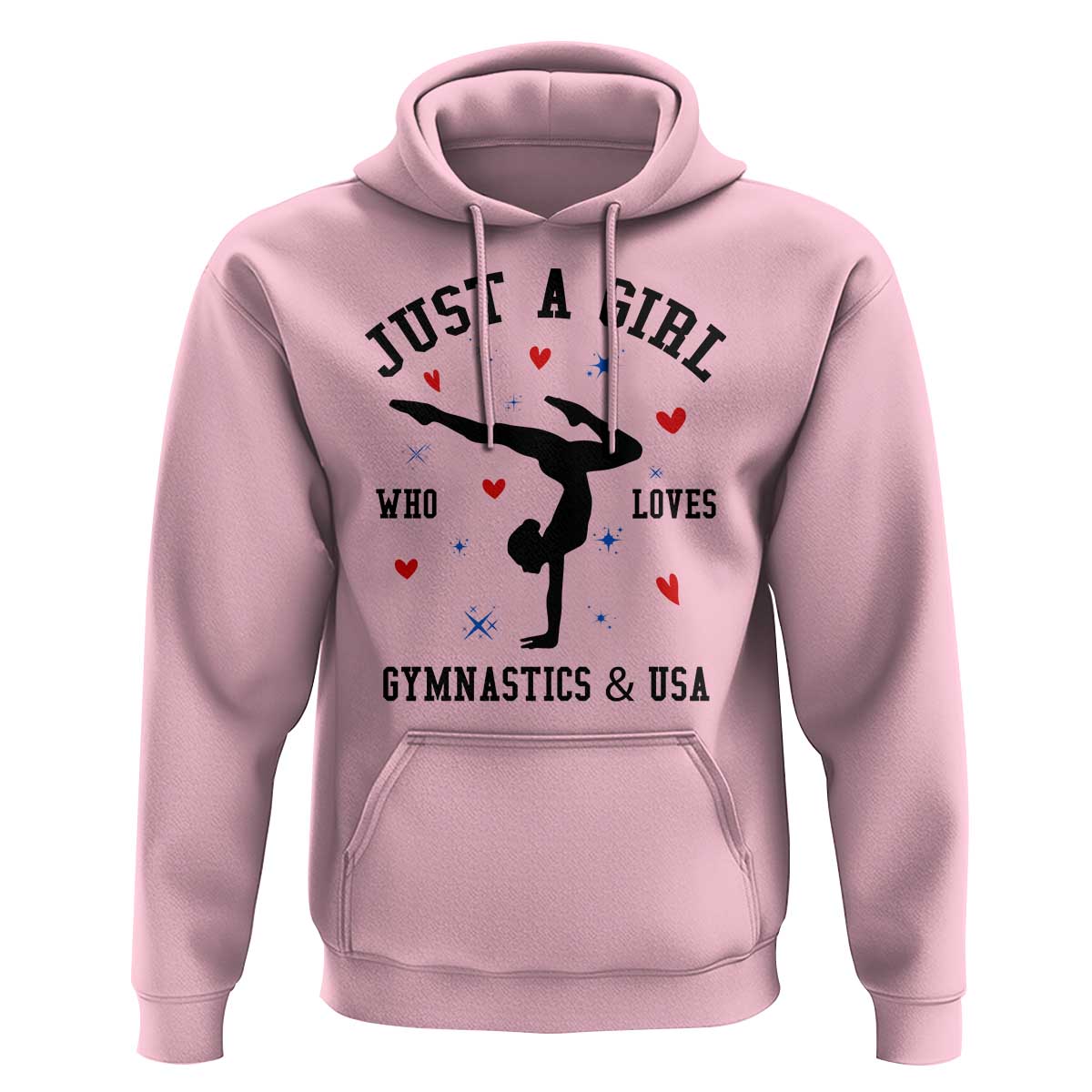 Just A Girl Who Loves Gymnastics And USA Hoodie Support Sport Gymnast - Wonder Print Shop