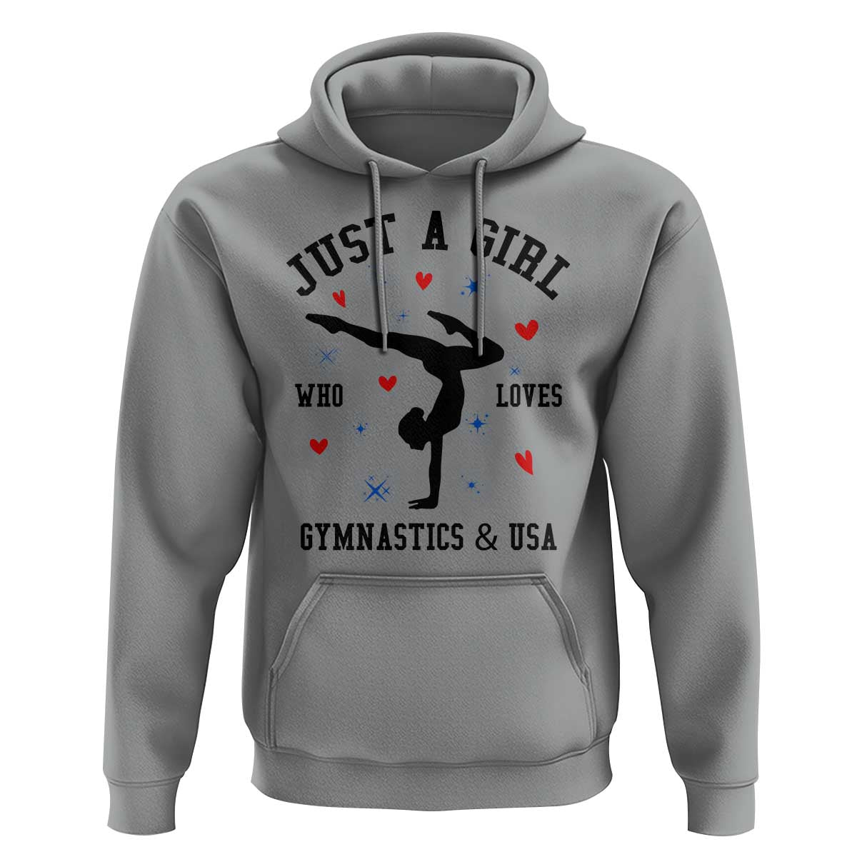 Just A Girl Who Loves Gymnastics And USA Hoodie Support Sport Gymnast - Wonder Print Shop