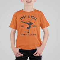 Just A Girl Who Loves Gymnastics And USA T Shirt For Kid Support Sport Gymnast - Wonder Print Shop