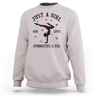Just A Girl Who Loves Gymnastics And USA Sweatshirt Support Sport Gymnast - Wonder Print Shop