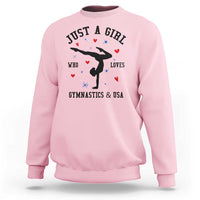 Just A Girl Who Loves Gymnastics And USA Sweatshirt Support Sport Gymnast - Wonder Print Shop