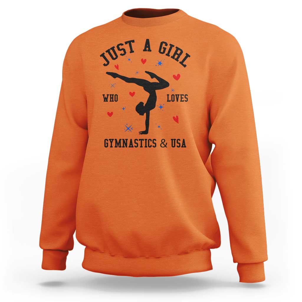 Just A Girl Who Loves Gymnastics And USA Sweatshirt Support Sport Gymnast - Wonder Print Shop