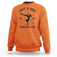 Just A Girl Who Loves Gymnastics And USA Sweatshirt Support Sport Gymnast - Wonder Print Shop