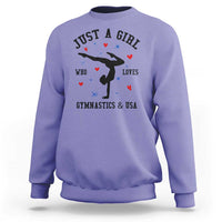 Just A Girl Who Loves Gymnastics And USA Sweatshirt Support Sport Gymnast - Wonder Print Shop