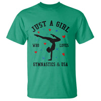 Just A Girl Who Loves Gymnastics And USA T Shirt Support Sport Gymnast - Wonder Print Shop