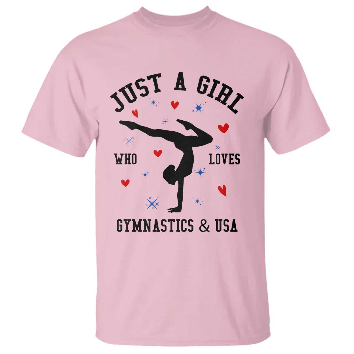 Just A Girl Who Loves Gymnastics And USA T Shirt Support Sport Gymnast - Wonder Print Shop