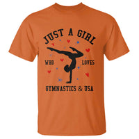 Just A Girl Who Loves Gymnastics And USA T Shirt Support Sport Gymnast - Wonder Print Shop