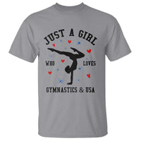 Just A Girl Who Loves Gymnastics And USA T Shirt Support Sport Gymnast - Wonder Print Shop