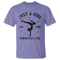 Just A Girl Who Loves Gymnastics And USA T Shirt Support Sport Gymnast - Wonder Print Shop
