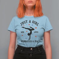 Just A Girl Who Loves Gymnastics And USA T Shirt For Women Support Sport Gymnast - Wonder Print Shop