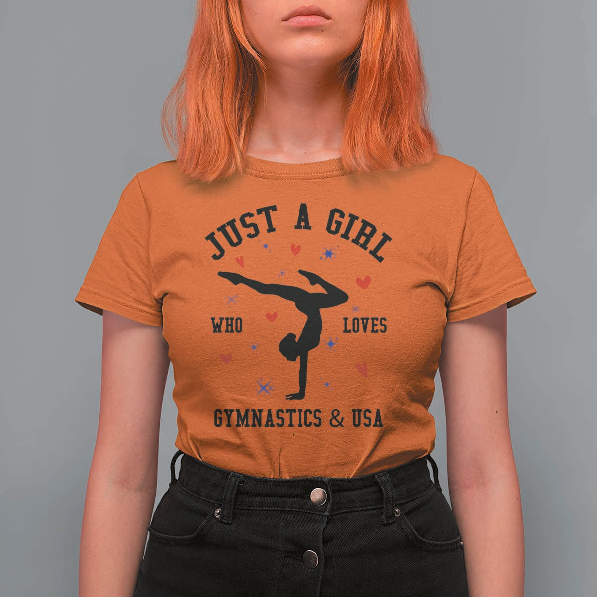 Just A Girl Who Loves Gymnastics And USA T Shirt For Women Support Sport Gymnast - Wonder Print Shop