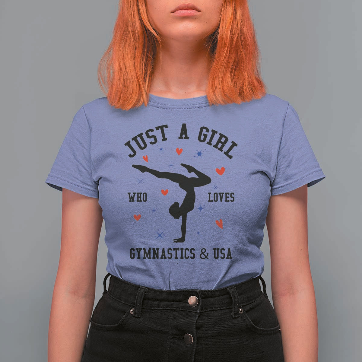 Just A Girl Who Loves Gymnastics And USA T Shirt For Women Support Sport Gymnast - Wonder Print Shop