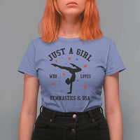Just A Girl Who Loves Gymnastics And USA T Shirt For Women Support Sport Gymnast - Wonder Print Shop
