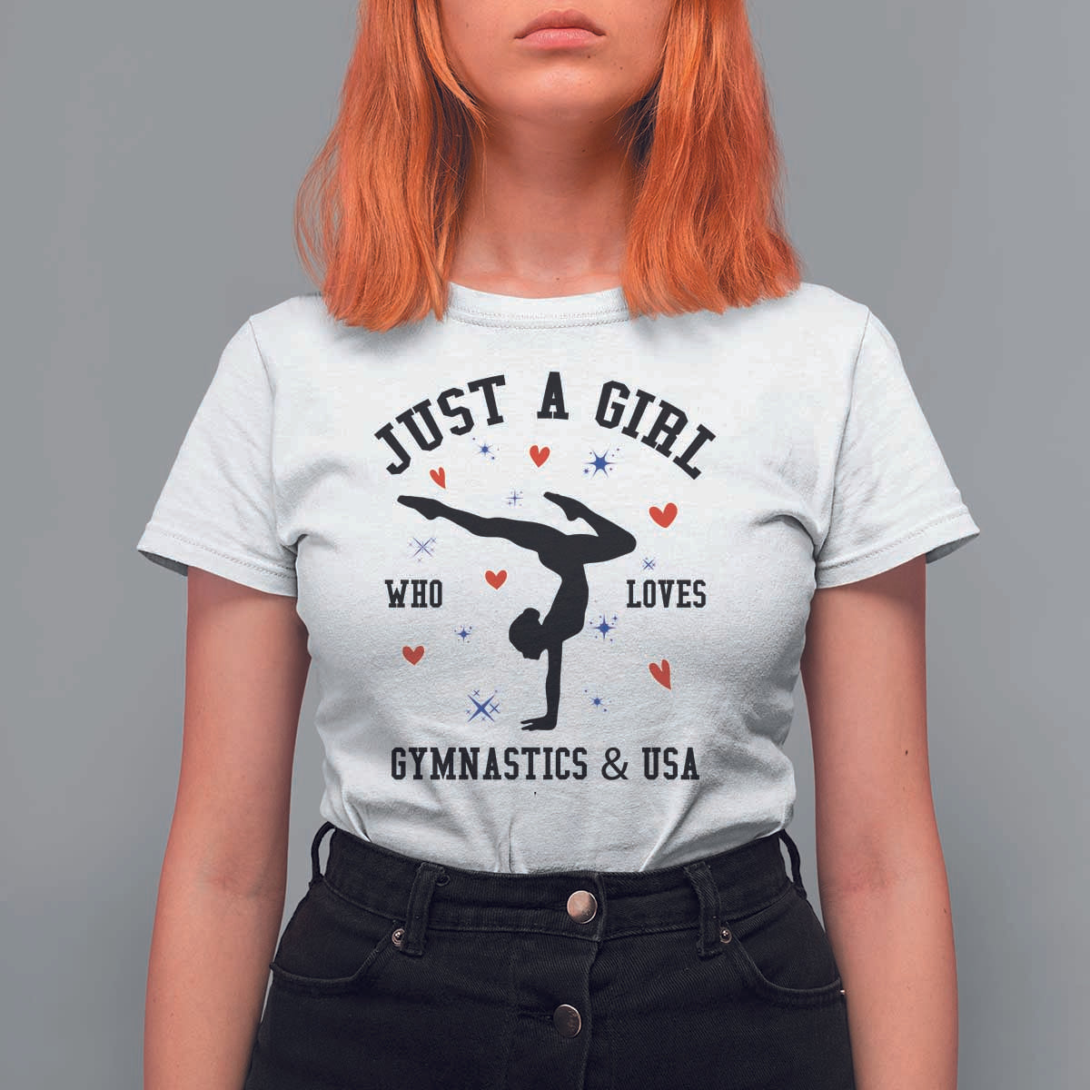 Just A Girl Who Loves Gymnastics And USA T Shirt For Women Support Sport Gymnast - Wonder Print Shop
