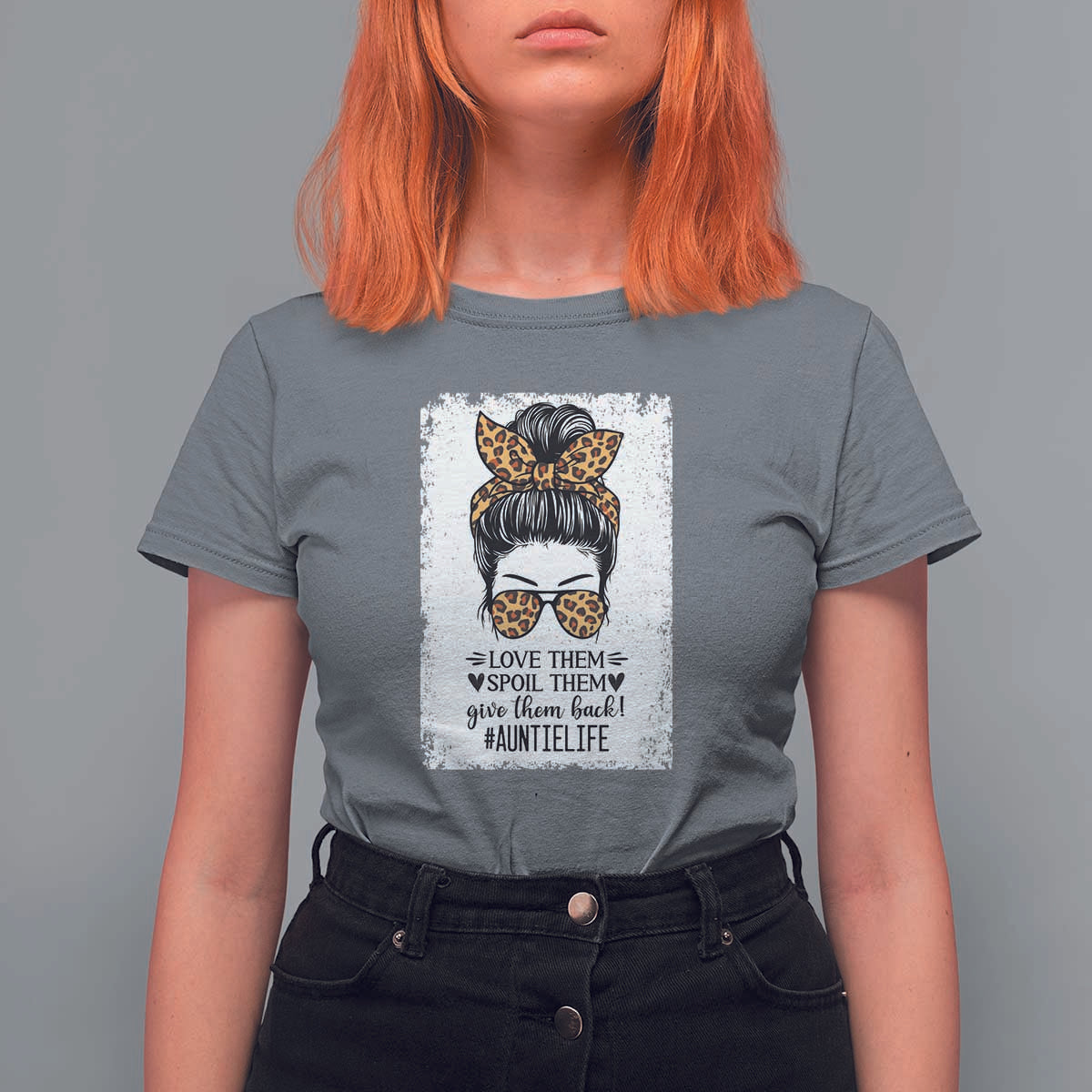 Funny Aunt T Shirt For Women Love Spoil Give Them Back Auntie Life Messy Bun - Wonder Print Shop