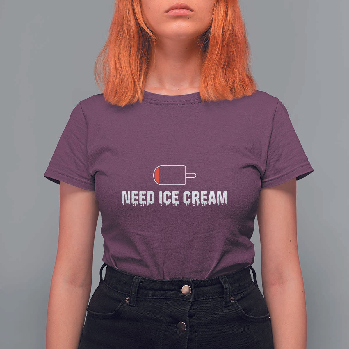 Funny Need Ice Cream T Shirt For Women Cool Summer Vacation Low Battery - Wonder Print Shop