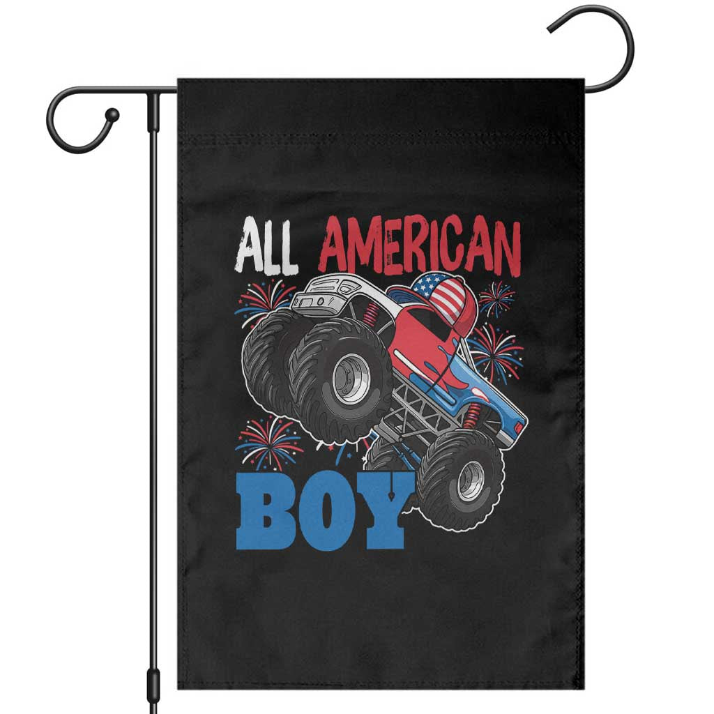 Funny All American Boy 4th Of July Garden Flag Monster Trucks American Flag Fireworks - Wonder Print Shop