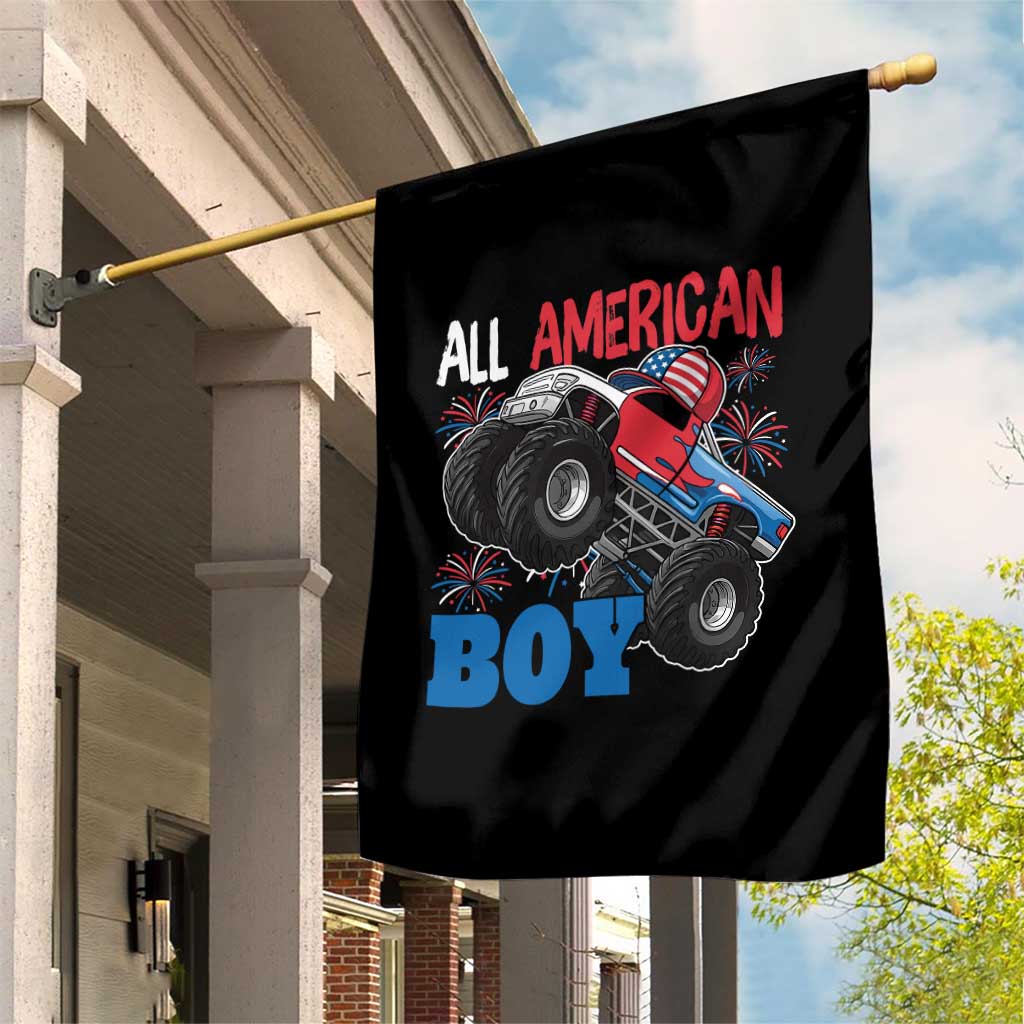 Funny All American Boy 4th Of July Garden Flag Monster Trucks American Flag Fireworks - Wonder Print Shop
