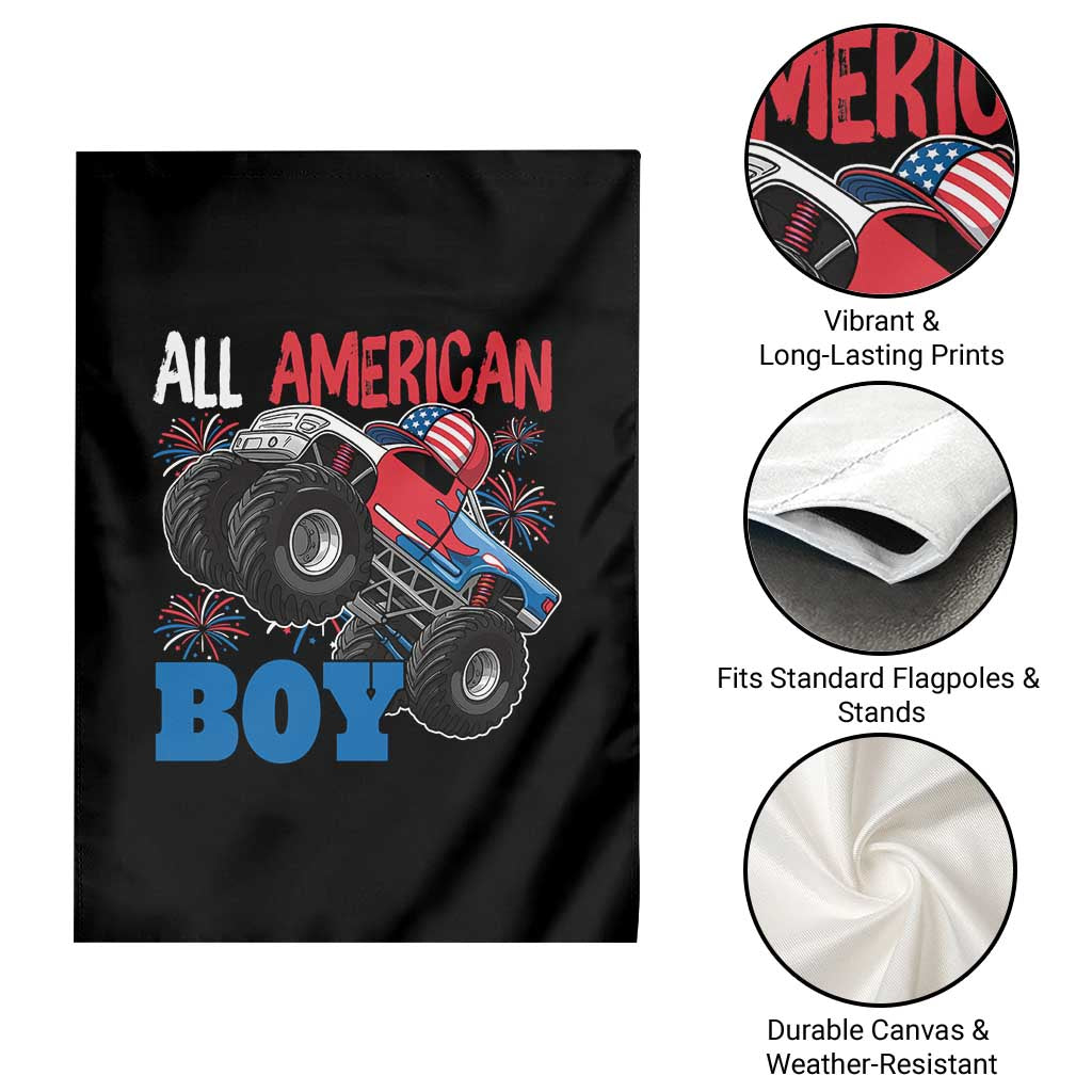 Funny All American Boy 4th Of July Garden Flag Monster Trucks American Flag Fireworks - Wonder Print Shop