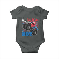 Funny All American Boy 4th Of July Baby Onesie Monster Trucks American Flag Fireworks - Wonder Print Shop