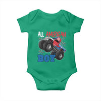 Funny All American Boy 4th Of July Baby Onesie Monster Trucks American Flag Fireworks - Wonder Print Shop