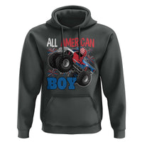 Funny All American Boy 4th Of July Hoodie Monster Trucks American Flag Fireworks - Wonder Print Shop