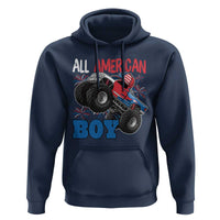 Funny All American Boy 4th Of July Hoodie Monster Trucks American Flag Fireworks - Wonder Print Shop