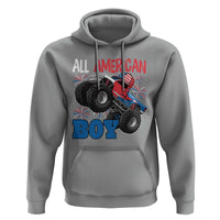 Funny All American Boy 4th Of July Hoodie Monster Trucks American Flag Fireworks - Wonder Print Shop