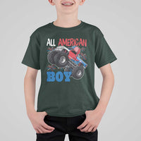 Funny All American Boy 4th Of July T Shirt For Kid Monster Trucks American Flag Fireworks - Wonder Print Shop