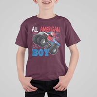Funny All American Boy 4th Of July T Shirt For Kid Monster Trucks American Flag Fireworks - Wonder Print Shop