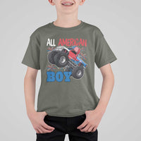 Funny All American Boy 4th Of July T Shirt For Kid Monster Trucks American Flag Fireworks - Wonder Print Shop