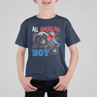 Funny All American Boy 4th Of July T Shirt For Kid Monster Trucks American Flag Fireworks - Wonder Print Shop