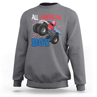 Funny All American Boy 4th Of July Sweatshirt Monster Trucks American Flag Fireworks - Wonder Print Shop