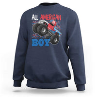 Funny All American Boy 4th Of July Sweatshirt Monster Trucks American Flag Fireworks - Wonder Print Shop