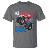 Funny All American Boy 4th Of July T Shirt Monster Trucks American Flag Fireworks - Wonder Print Shop