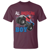 Funny All American Boy 4th Of July T Shirt Monster Trucks American Flag Fireworks - Wonder Print Shop
