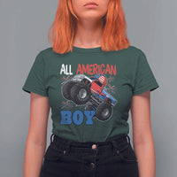Funny All American Boy 4th Of July T Shirt For Women Monster Trucks American Flag Fireworks - Wonder Print Shop