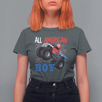 Funny All American Boy 4th Of July T Shirt For Women Monster Trucks American Flag Fireworks - Wonder Print Shop